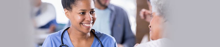 nurse smiling at patient