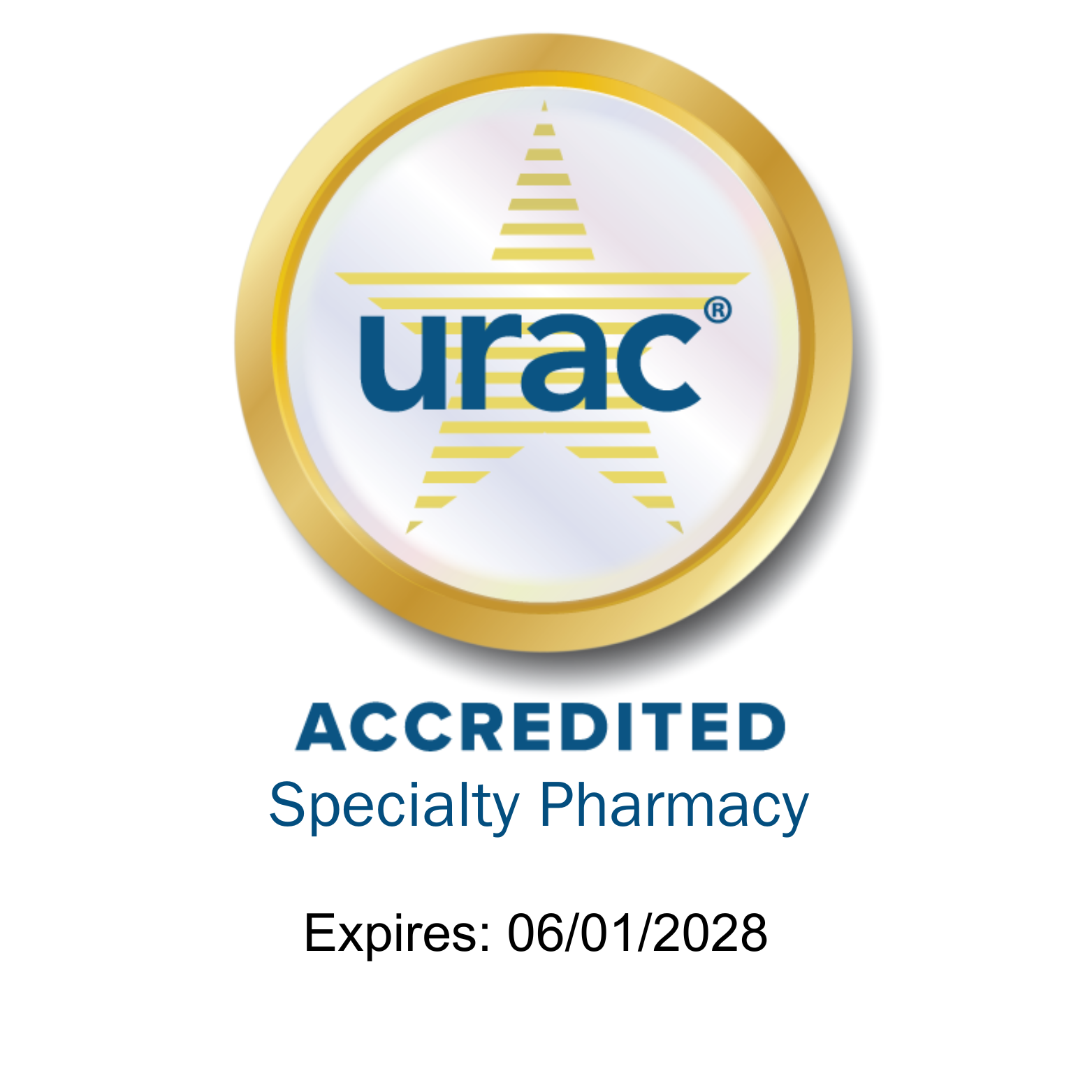 URAC logo with the text accredited above the expiration date of 06/01/25