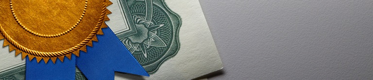 certificate with a ribbon