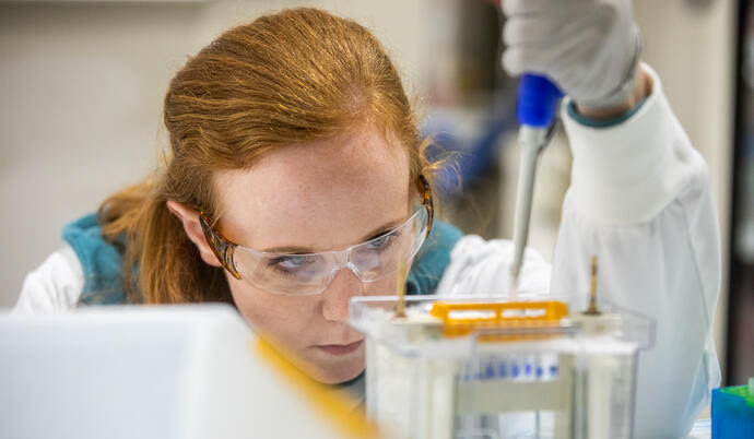 Lab worker doing cancer research