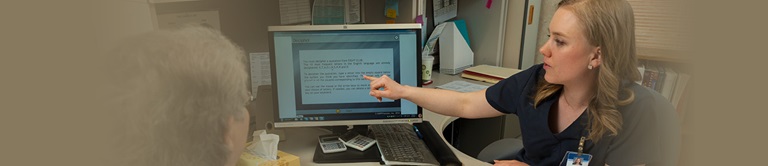 speech therapy nurse working with a patient